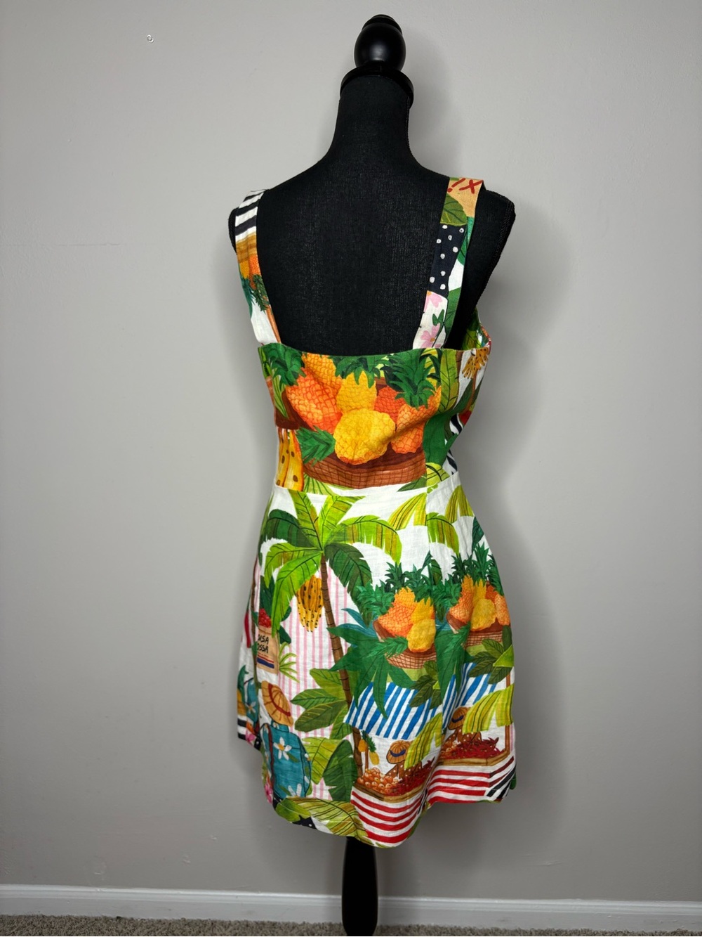 FARM Rio Green Multi Tropical Patchwork Mini Sundress - Picture 3 of 3